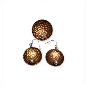 Sassparilla Copper Earrings & Necklace Pendant Set